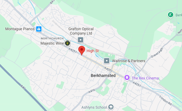 Map of Berkhamsted High Street
